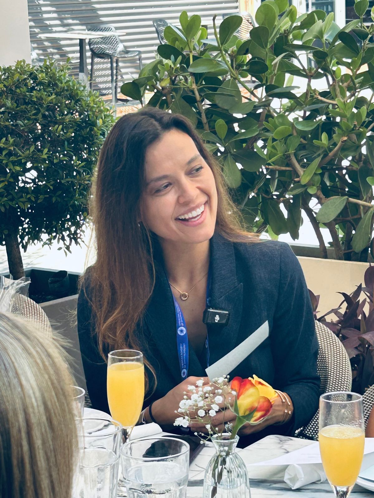 An eyecare professional at a networking brunch