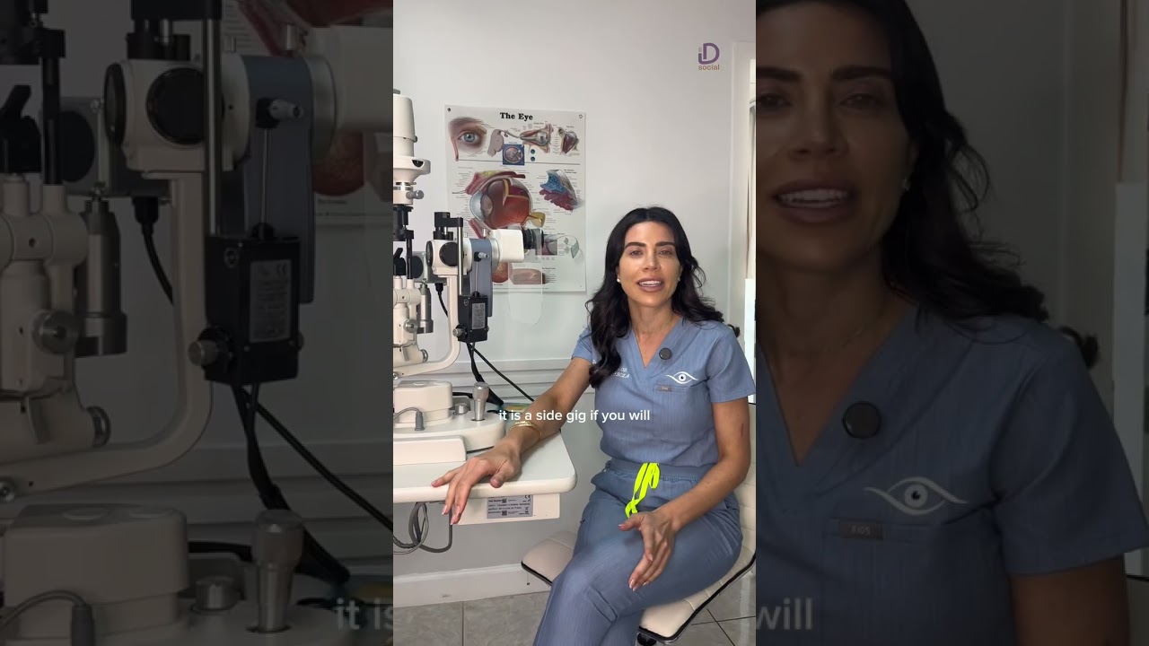 Optometrist Dr. Elise Kramer filming in her clinic